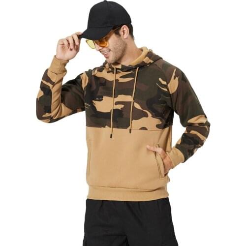 Autumn Winter Men Khaki Camo Hoodie Cute Long Sleeve Oversized Hoodie Boys Male Camouflage Hooded Sweatshirt Fleece Streetwear