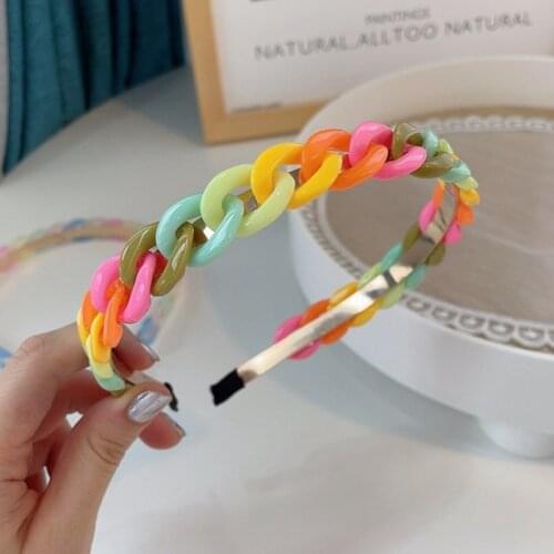 Tie Dye CHain Twisted Hairband Acrylic Headband for Women Girls Hair Accessories