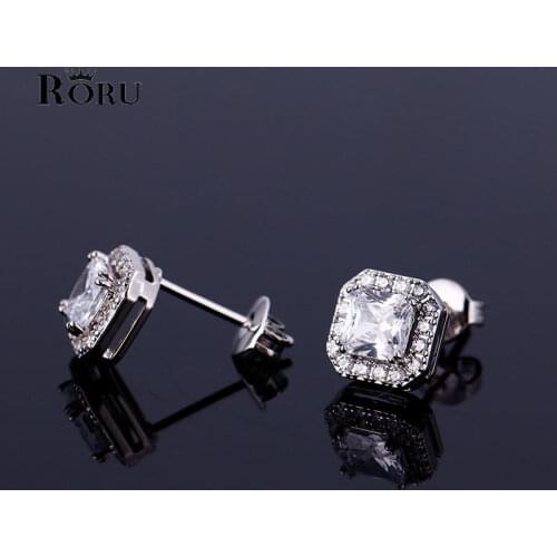 Fashion Womens Earrings Geometric Luxury Jewelry High Quality Korean Style Cubic Zirconia Piercing Studs Earrings
