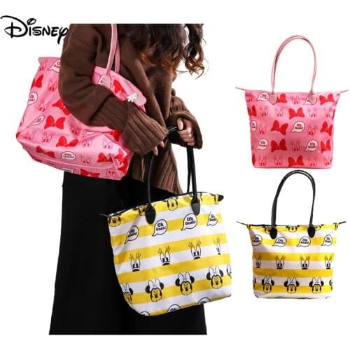 Disney Original Minnie Mickey Mouse Donald Duck Anime Women Tote Bag Large Capacity Canvas Female Travel Bag