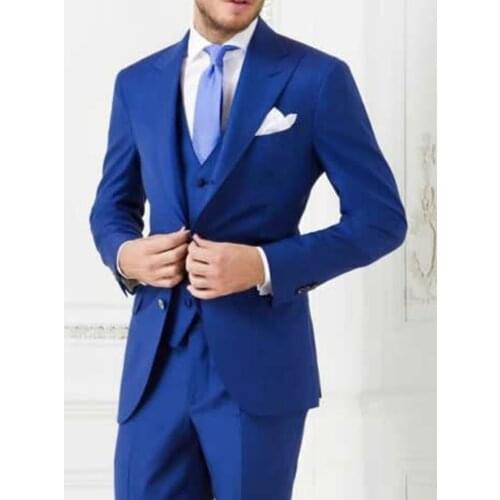 Light Royal Blue Slim Suits Wedding Suits For Men Tailor Made Suit,Custom Suit Men Wedding Suits 2020 Costume Homme Mariage Bleu