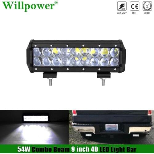 Offroad 4x4 Truck Projector Lens 54W 9" LED Light Bar For Polaris Honda Yamaha ATV UTV Fog Driving Lamp Spotlight 4D LED Bar