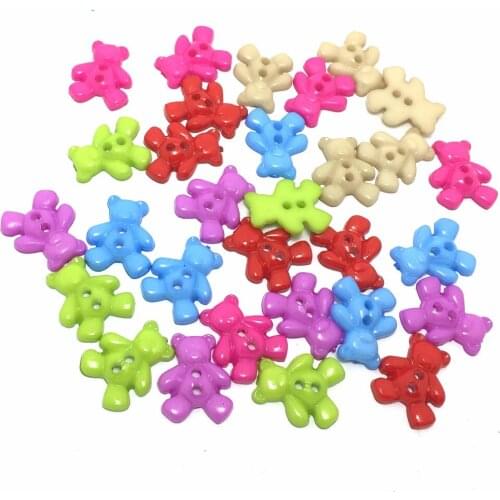ZERZEEMOOY 200pcs/lots Mixed Color Little Bear Shaped Children Cartoon Buttons Clothes DIY handmade Accessories 16X19MM