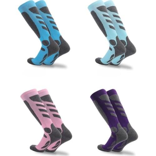 Winter Warm Women Knee-High Skiing Socks Thicker Cotton Bottom Towel Wicking Snowboarding Climbing Hiking Outdoor Sports Socks