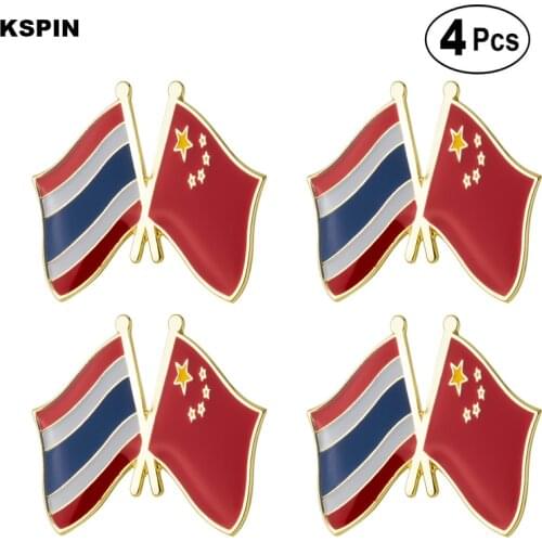 Thailand & China Friendship Flag Pin Lapel Pin Badge Brooch Icons 4pcs