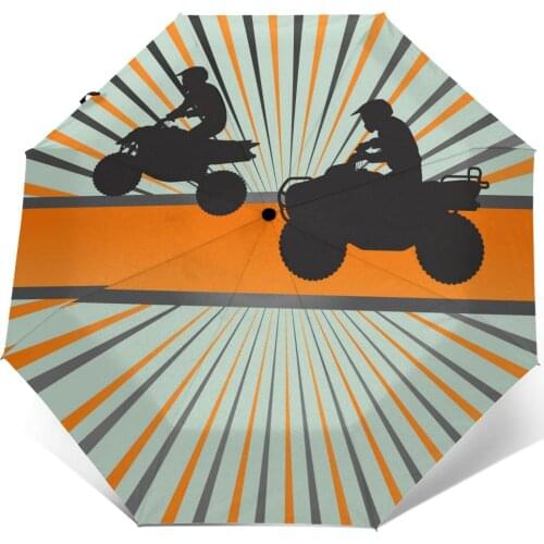 Wind Resistant Fully-Automatic Umbrella Motocross Rider Quad Bike Rain 3 Folding Parasol Travel Car Umbrella