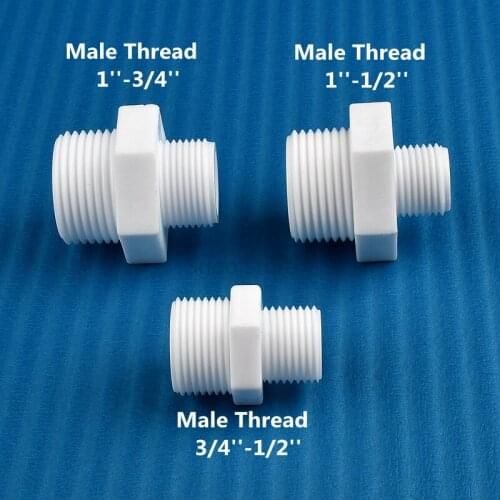 2~20pcs 1/2",3/4'',1'' Male Thread Straight Reducing Joints PVC Pipe Connector Garden Irrigation Fish Tank Aquarium Accessories