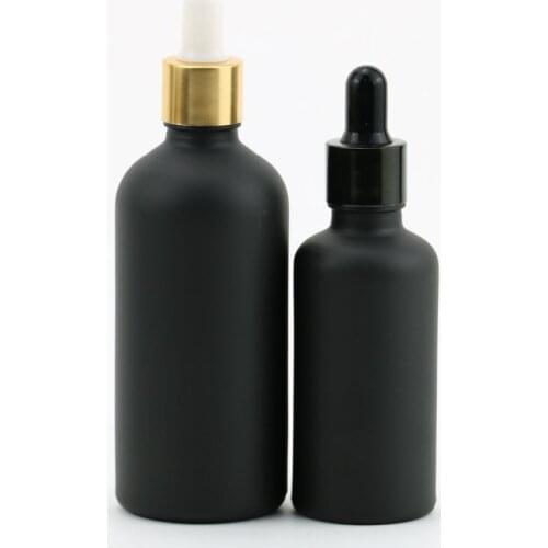 2pcs 5-100ml Black Empty Dropper Bottle essential oil Glass Aromatherapy Liquid Drop for massage Pipette Bottles Refillable Jars