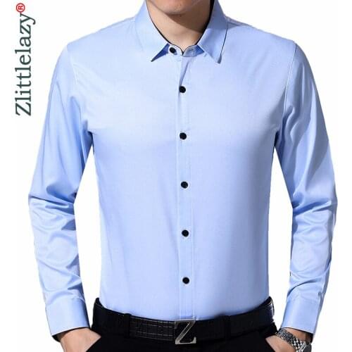 2020 Brand Long Sleeve Men Social Shirt Spring Streetwear Casual Solid Shirts Dress Mens Slim Regular Fit Clothes Fashions 0105