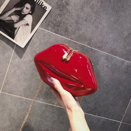 2021 Fashion Women PU Leather Handbag Sexy Red Lips Clutch Bag Evening Bags Small Chain Purse Bride Bridesmaid Wedding Party Q5