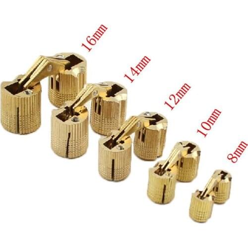 4PCS 8mm-16mm Copper Barrel Hinges Cylindrical Hidden Cabinet Concealed Invisible Brass Door Hinges For Furniture Hardware
