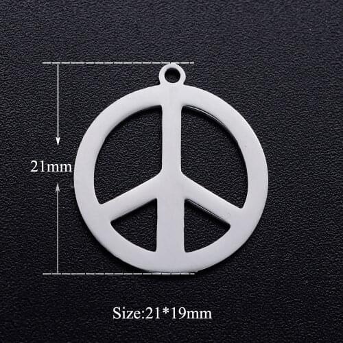 5pcs/lot 100% Stainless Steel Peace Sign diy Charms Wholesale Necklace Pendants Jewelry Making Pendant Never Rust Never Tarnish