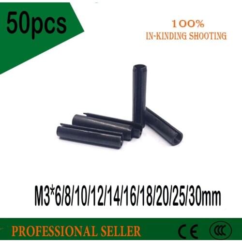 50pcs M3*6/8/10/12/14/16/18/20/25/30mm GB879 Steel Split Spring Dowel Tension Roll Pin Resilient Cylindrical Cotter Pins