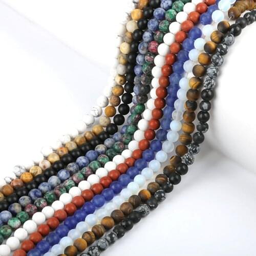 Natural Stone Bead 4 6 8 10mm Matte Frosted Round Amazonite Tiger Eye Loose Stone Beads For DIY Making Bracelet Necklace Jewelry