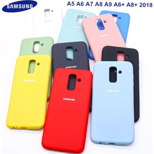 For Samsung Liquid Silicone Phone Case a8plus a6+ 2018 Case Cover Silky Soft-Touch Protective Cover For Galaxy a5 a6 a7a8 a92018