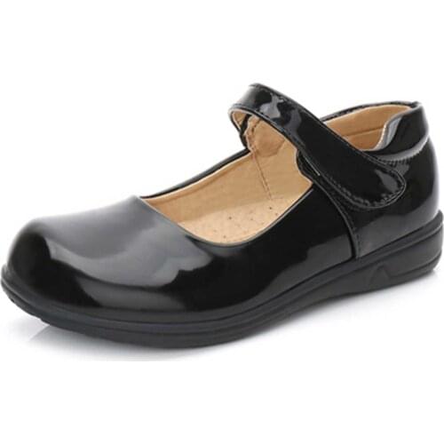 Kids Girls Glossy Faux PU Leather Shoes Wedding Party Princess Flower Girl Dress Shoes Anti-slip Shoes For Dance Performance