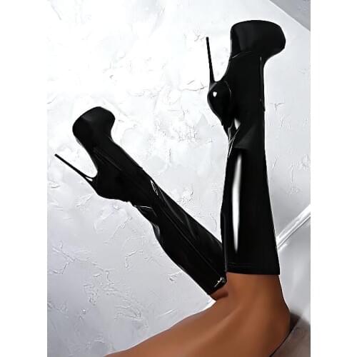 Hot Selling Black Knee High Boots Round Toe Side Zipper Platform Boots Women Sexy Thin Heels Autumn Winter Thigh High Boots