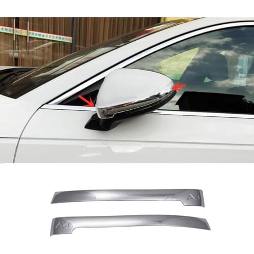 For Audi A4 b9 2016 2017 ABS Chrome mirror Car Rearview mirror trim strip Frame Panel Sequins Cover trim Accessories 2pcs