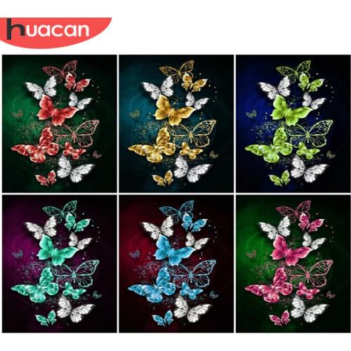 HUACAN DIY Pictures By Number Butterfly Kits Drawing On Canvas Painting By Numbers Animal Hand Painted Paintings Home Decor