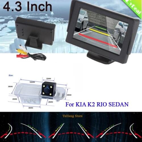 Dynamic Trajectory Tracks Rear View Camera Night Vision for KIA K2 RIO SEDAN+4.3 inch LCD Car Rearview Mirror Monitor Parking
