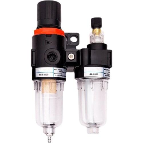 1/4 Inch Air Compressor Filter Regulator Combo, AFC2000 Water Oil Separator with Pressure Gauge, Drain, Air Compressor Part
