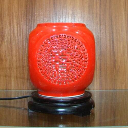 Bed lamp Jingdezhen Chinese Porcelain Ceramic Table Lamp vintage decorative bedside living room wedding table lamp red