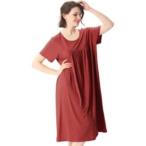Large Size 6XL 7XL Women Modal Nightdress Solid Loungewear Summer New Sleep Dress Short Sleeve Nightgown Casual Home Dress