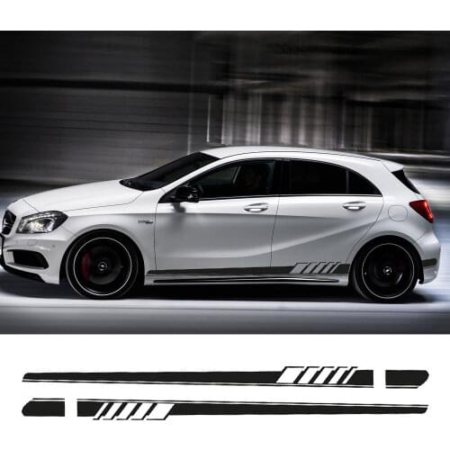 2017 NEW Edition 1 Style Side Skirt Racing Stripe Decal Stickers for Mercedes Benz W176 A Class A180 A200 A250 A45 AMG