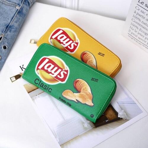2020 New Womens Wallets Funny Potato Chips Wallets Ladies Casual Mid-length Multi-card Pocket Wallets Fashion Womens Bags
