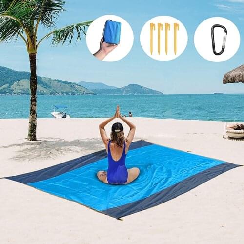 2x2.1m Portable Pocket Camping Mat Waterproof Beach Blanket Outdoor Picnic Mat Sand Beach Mat Folding Tent Ground Mats Mattress