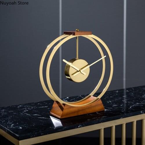 Nordic Light Luxury Solid Wood Table Clock Home Clock Ornaments Desktop Personality Creative Table Clock Simple Modern Clock