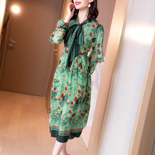 Silk New women s long sleeve dress in spring 2021