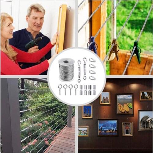 X6HD Stainless Steel Rope Outdoor Lights Hanging Kit Include 304 Stainless Steel Cable Rope Lag Screw Eye Screw Wire