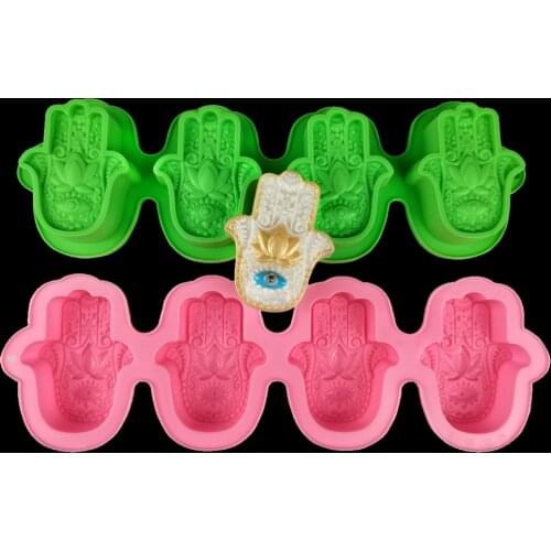 4 Hole Silicone Soap Mold Hand of Fatima Eye of God Pattern Soap Making Tool DIY Candle Soap Mould Handicraft Cake Decorating