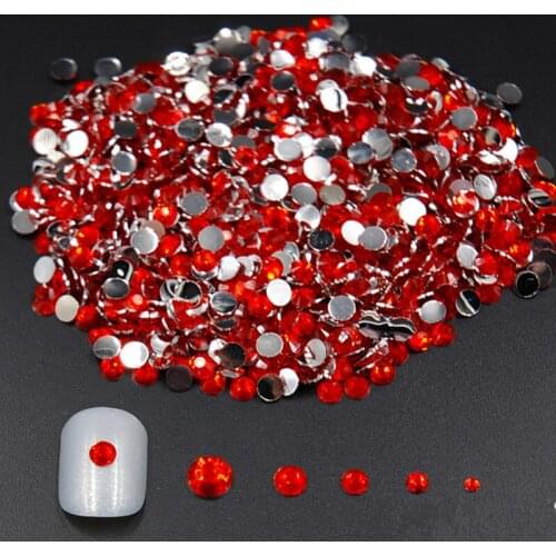 Mixed Sizes 2000pcs Nail Rhinestone 2MM-5MM Light Siam Color For 3D Nail Art Shine Strass Acrylic Material Nail Care