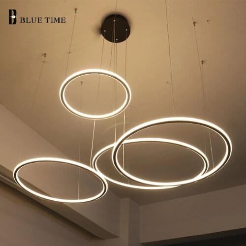 4Rings Circle Modern Led Chandelier For Living room Dining room Bedroom Indoor Hanging Chandelier Lighting Aluminum Lamp Fixture