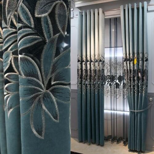 Light Luxury High-end Atmosphere Hollow Embroidered New Chinese Curtains Living Room Bedroom Floor-to-ceiling Window Screens