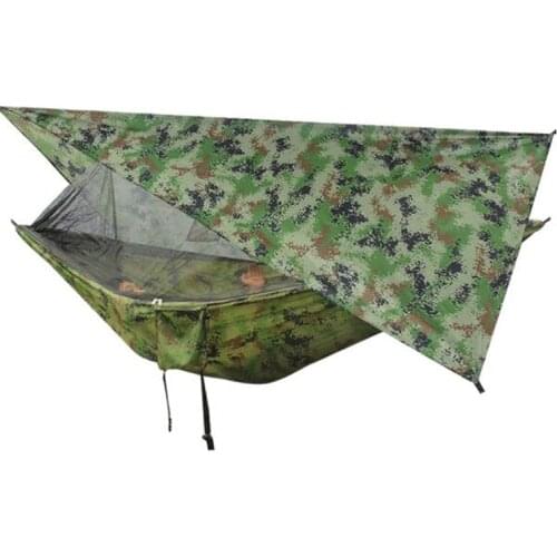 Outdoor Camping Hammock Hanging-Bed Parachute Fabric Mosquito-Net Sleeping-Swing 1-2-Person Camouflage Pattern