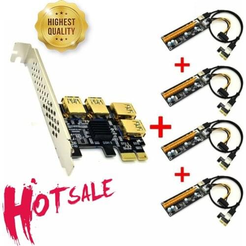 Riser USB 3.0 PCI-E Express 1x To 16x Riser Card Adapter PCIE 1 To 4 Slot PCIe Port Multiplier Card For BTC Miner Mining