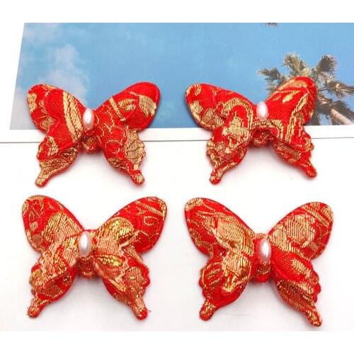 4Pcs/Lot Festive Antique Double Gold Thread Pearl Butterfly Accessories Childrens Hairpin Material Accessories TH034