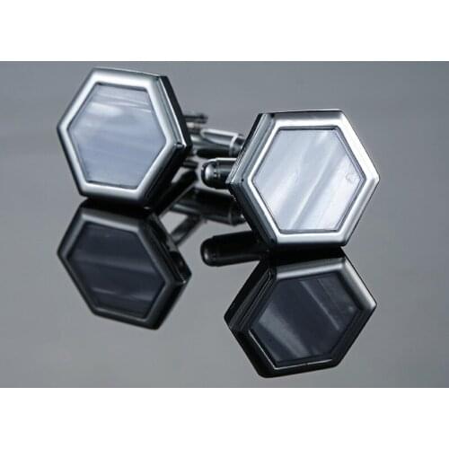 Classic mens minimalist design style Cufflinks hexagon Cufflinks French Wedding Costume 1 double free shipping