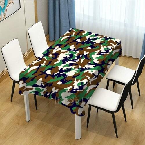 Green Abstract Camouflage Seamless Mode Background Design Rectangle Tablecloth Picnic Bbq Kitchen Dining Decoration