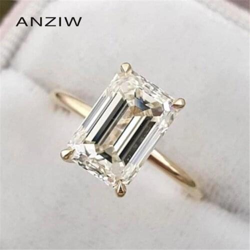 925 Sterling Silver Women Engagement Big Emerald Cut Rings Simulated Diamond Wedding Silver Bridal Ring Jewelry Lover Party