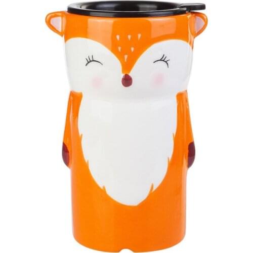 Animal Fox Mug Heat-Resistant Espresso Coffee Mug Cup Drink Beverage Serving Decorative Stoneware White Tea Fox Animal Figure Quality Cup Drinkware For Gift Kitchen Accessories Travel Special Day Present