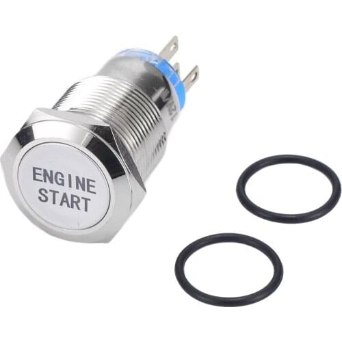 1pc 12V Aluminum Push Button Switch Engine Start Waterproof Car Auto Metal White LED Momentary Switches Electrical