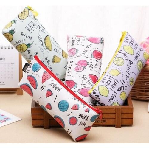 1pcs/lot Kawaii Fresh Fruit Zipper PU Pencil case pencil bag clean up ba students' gift prize school office supplies zakka