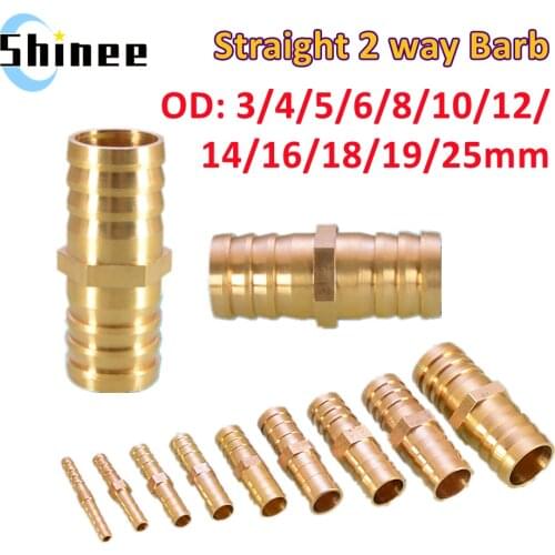 1PCS Barb Hosetail Straight Hose Joiner OD 3 4 6 8 10 12 14 16 18 19 25mm Adapters Transfer Brass Pipe Fitting Water Gas Oil