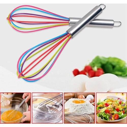 10 Inch Silicone Egg Beater Stainless Steel Dough Milk Egg Cake Mixer Manual Egg Cream Stirring Blender Kitchen Baking Tools
