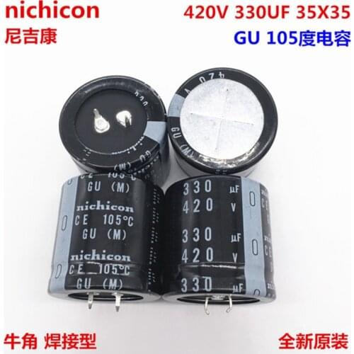 2PCS/10PCS 330uf 420v Nichicon GU 35x35mm 420V330uF Snap-in PSU Capacitor