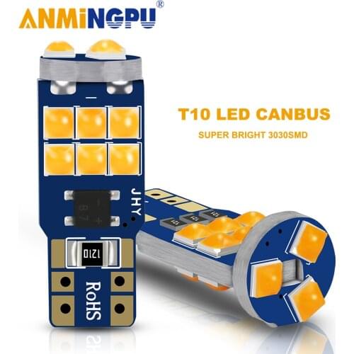 ANMINGPU 2X Signal Lamp Led T10 W5W Canbus Bulbs Upgrade 3030SMD Led T10 194 Lamp Clearance Light Reading Lights Dome Light 12V